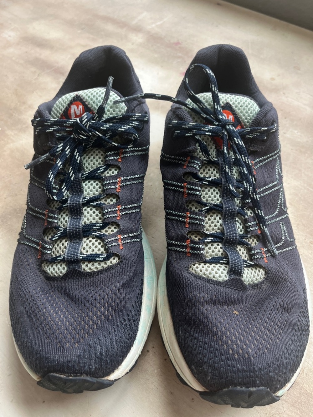 Navy Blue Merrell Mesh Athletic Sneakers.
